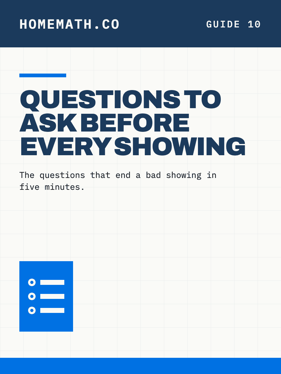 Cover of the HomeMath Questions to Ask Before Every Showing Guide